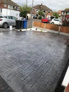Pattern imprinted concrete driveway in Heald Green