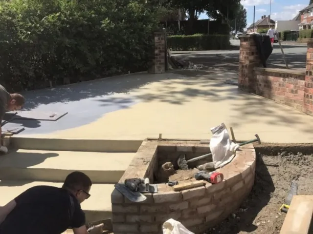New Driveway and wall in progress New Driveway and wall in progress