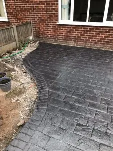 New pattern imprinted concrete driveway