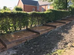 New concrete staircase and patio